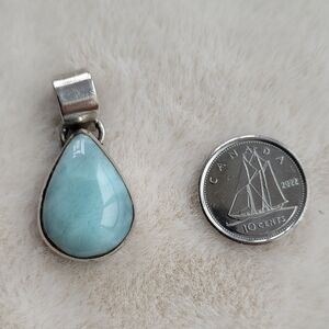 Sterling Silver Larimar Teardrop Pendant 925 Light Sea Blue
